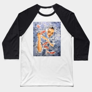 Woman with koi fish Baseball T-Shirt